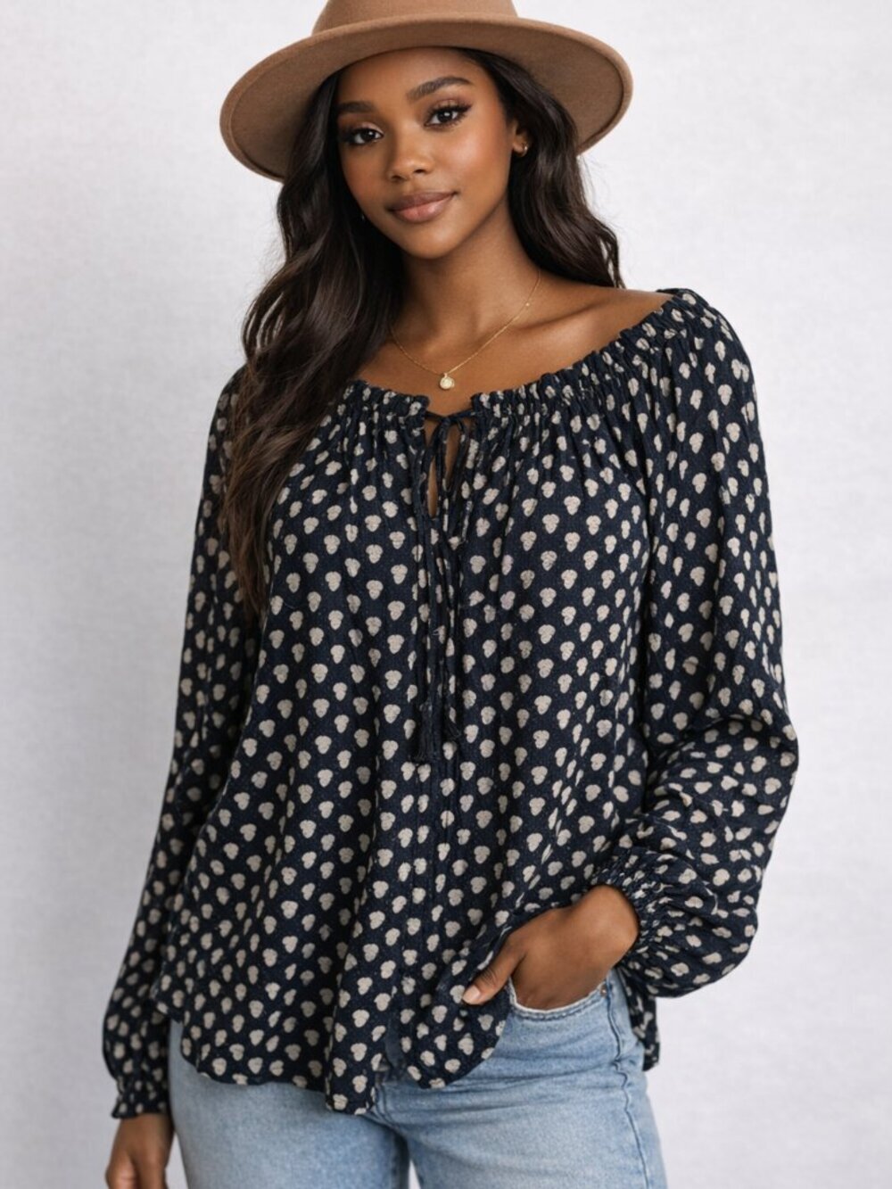 Faherty Floral Print Pullover Blouse Tie Neck Boho Coastal Lightweight Top Sz L